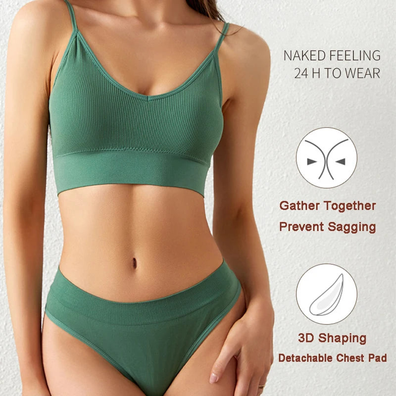 Seamless Push-Up Bra & Thong Set